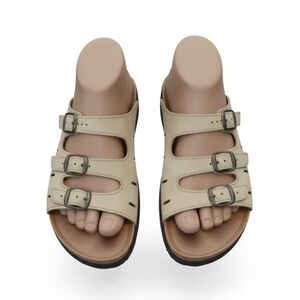 Flexus by Spring Step Willa mushroom neutral 3 buckle strap comfort sandals sz 9